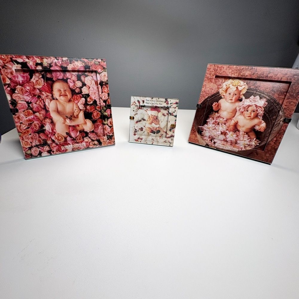 Anne Geddes Lot Of 3 Framed Art Multi-color Baby Photography Nursery Collectible